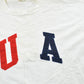 Vintage 1990s USA Embroidered Lettering Red White Blue T-Shirt Mens L