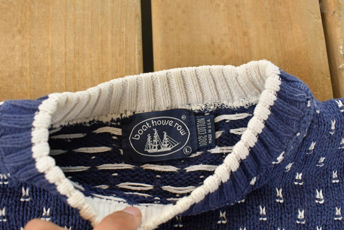 Vintage 1990s Boat House Row Knitted Crewneck Sweater Men's L