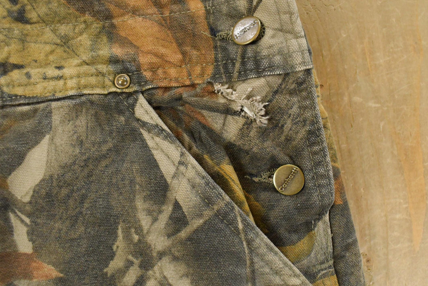 Vintage 2000s Carhartt Insulated Real Tree Camo Canvas Bib Overalls Men's 32 x 28