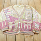 Vintage 1980s Absolutely No Jeans Funky Abstract Embroidered Knit Cardigan Sweater Women's 2XL / 80s Streetwear