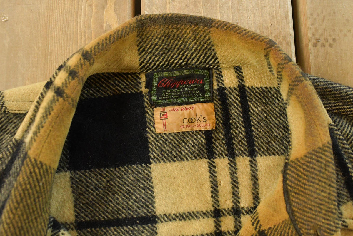 Vintage 1970s Chippewa Wool Flannel Shirt Jacket Men's Large
