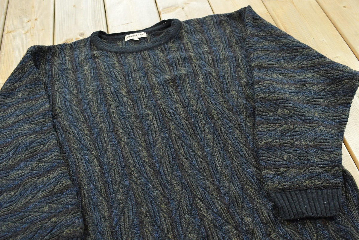 Vintage 1990s London Fog Striped Knit Crewneck Sweater Men's Large Tall Men's Large