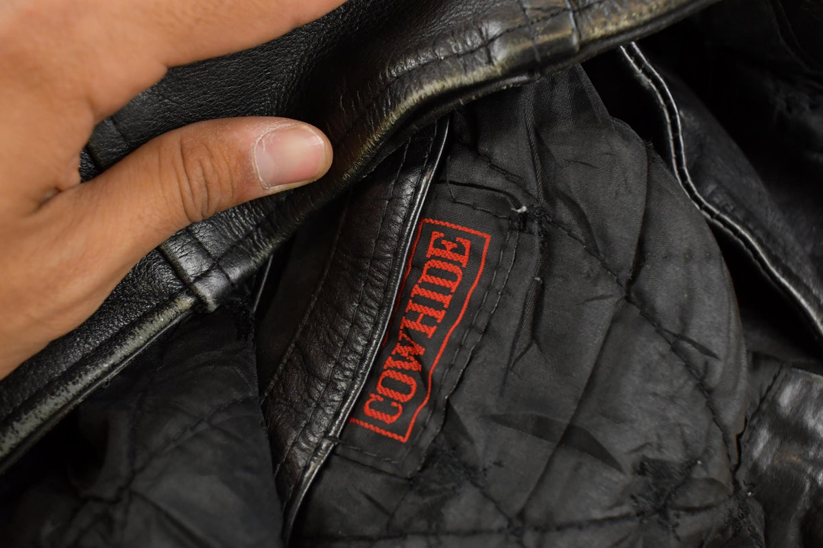 Vintage 1980s Vanguard Biker Leather Jacket Men's Small