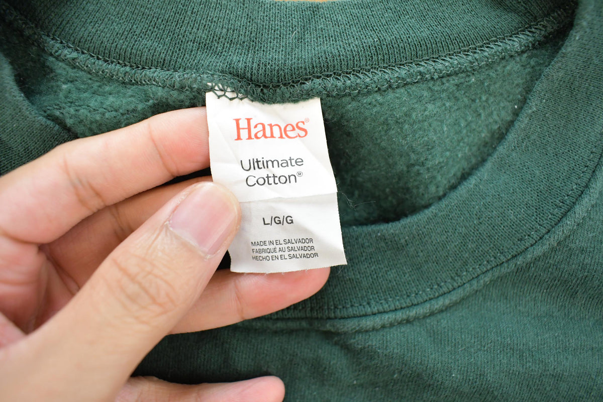 Vintage 2000s Hanes Blank Green Crewneck Sweatshirt Men's L