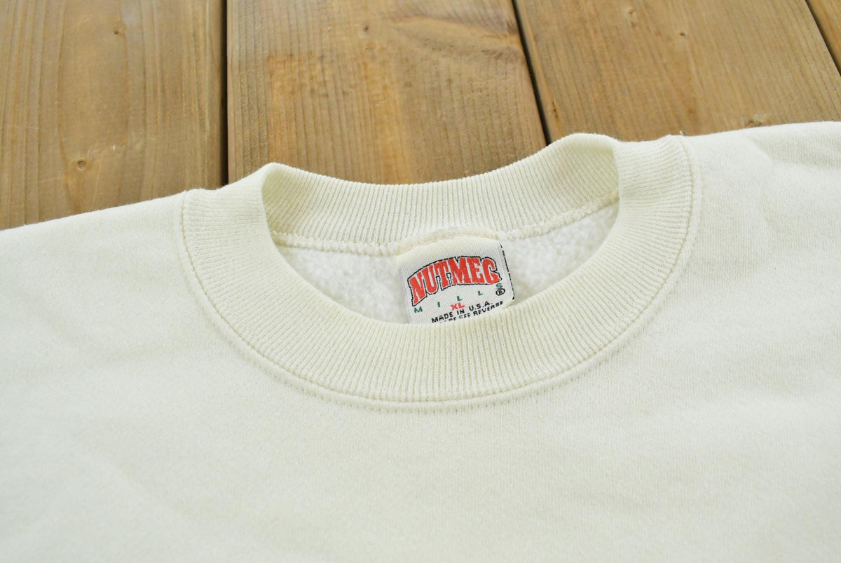 Vintage 1990s Nutmeg Mills Blank White Crewneck Sweatshirt Men's XL