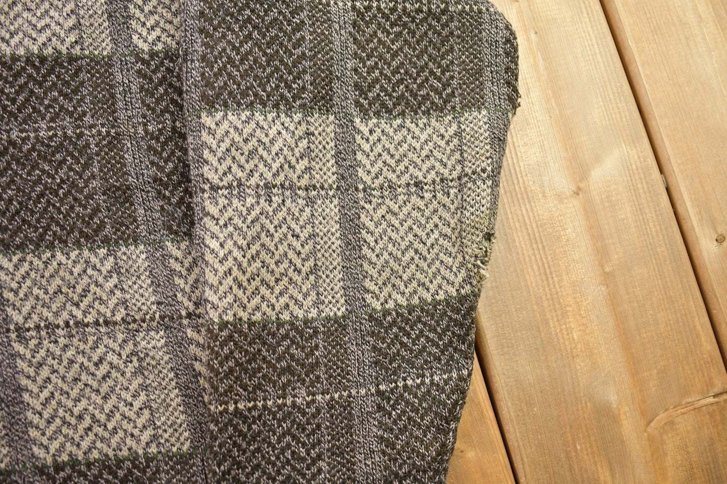 Vintage 1990s Town Craft Knitted Plaid Cardigan Sweater Men's Medium