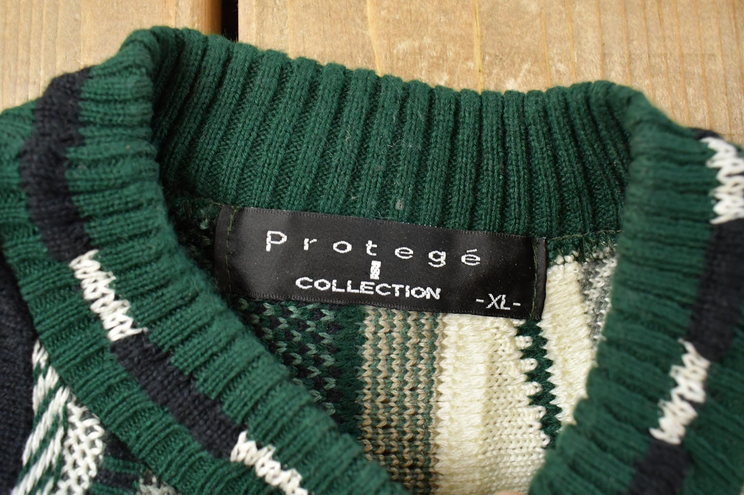 Vintage 1990s Protégé 3D Cable Knit Crewneck Sweater Men's XL