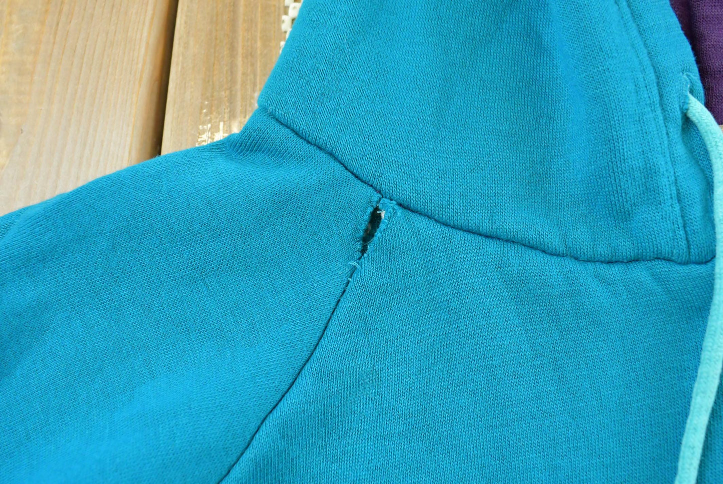 Vintage 1990s Northwest Territories Blank Blue Full Zip Thermal Lined Hoodie Sweatshirt Men's L