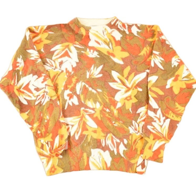 Vintage 1990s Clasile AOP Fall Theme Lambswool Knit Crewneck Sweatshirt Womens M