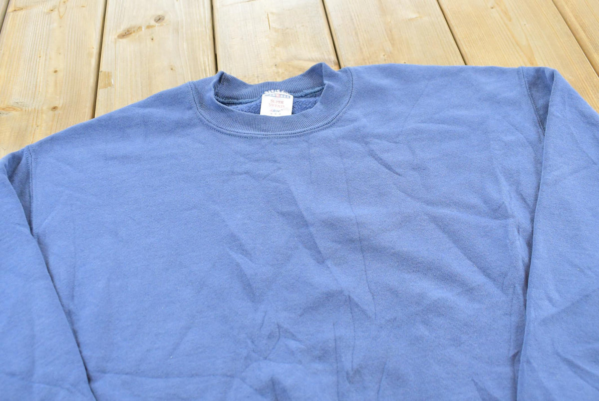 Vintage 1990s Jerzees Blank Blue Crewneck Sweatshirt Men's S