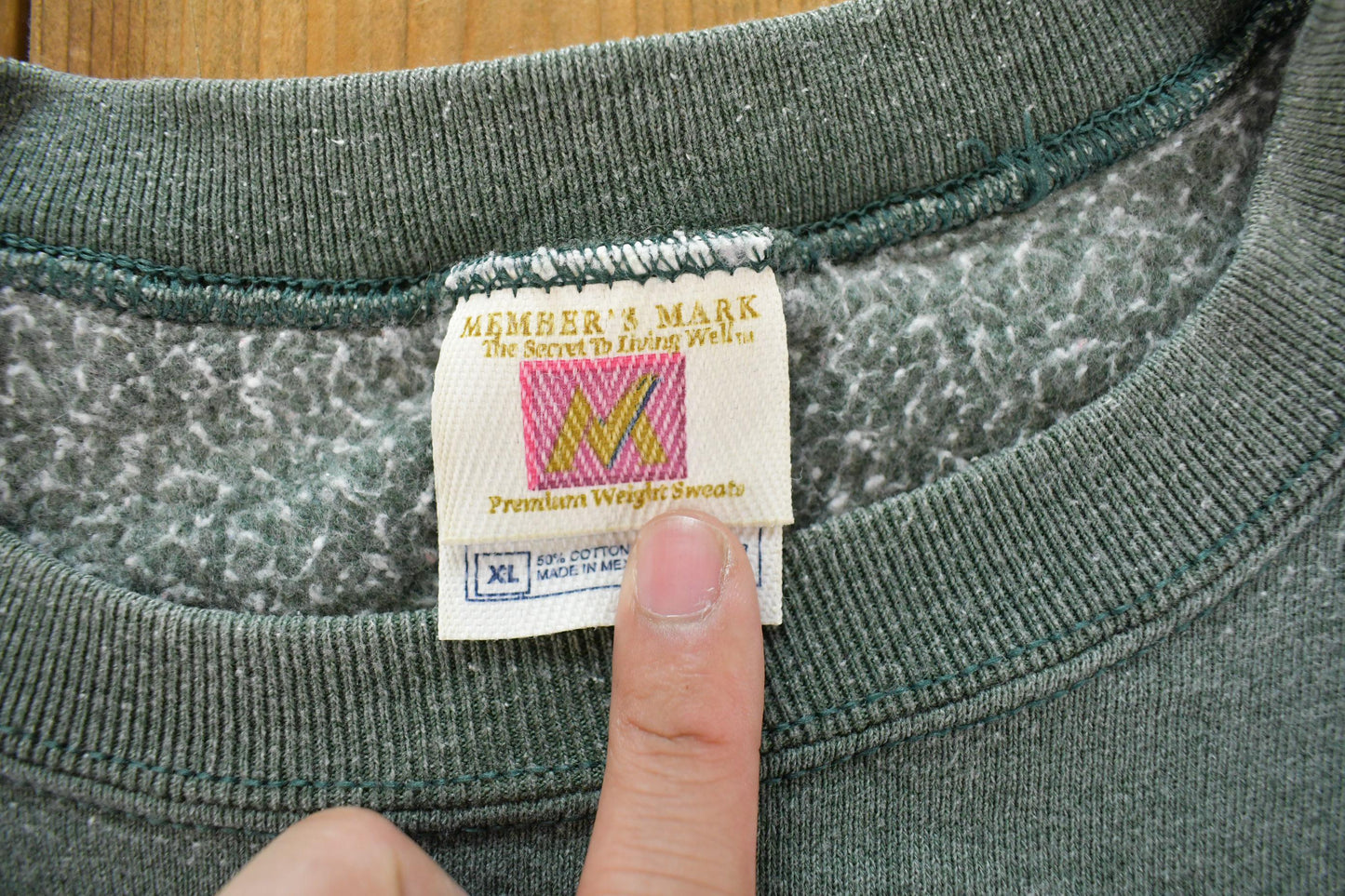 Vintage 1990s Members Mark Sun Faded Blank Green Crewneck Sweatshirt Men's XL