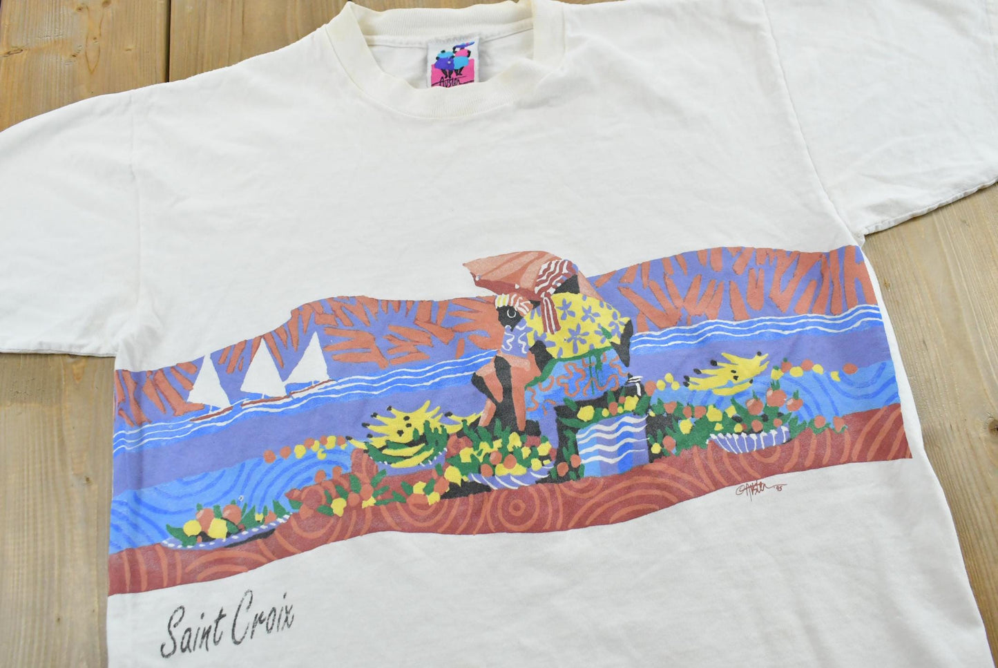 Vintage 1990s Saint Croix US Virgin Islands Souvenir Travel T-Shirt Mens M