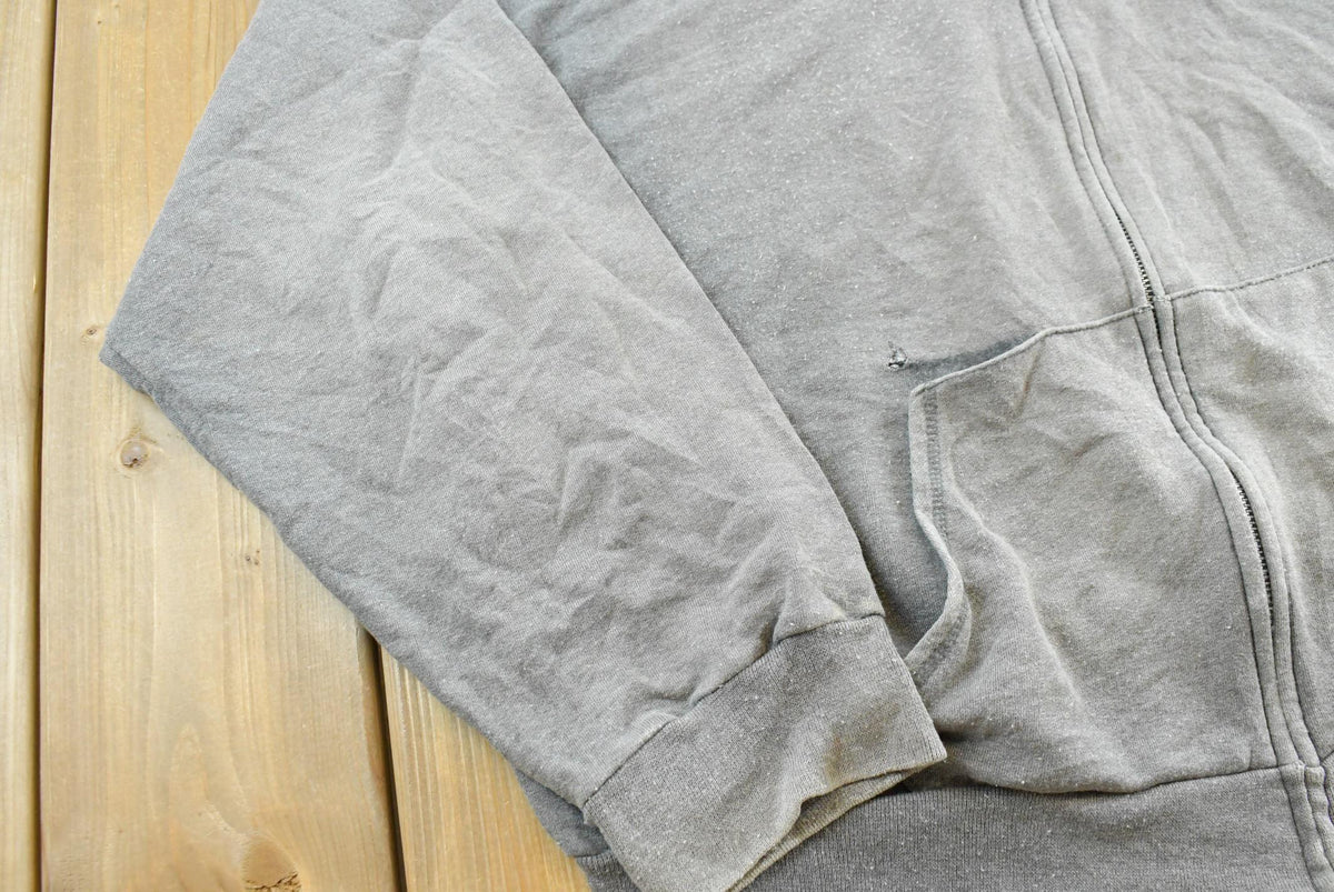 Vintage 2000s Faded Gray Blank Zip Up Hoodie Sweatshirt Men's 2XL