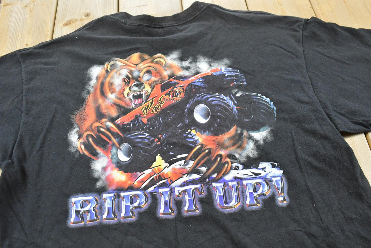 Vintage 1990s Bear Foot Racing Rip It Up Monster Truck Promotional Souvenir T-Shirt Men's XL