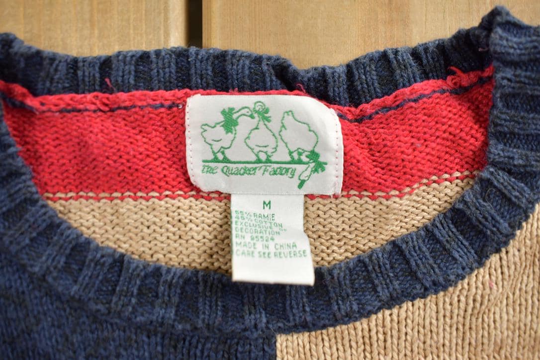 Vintage 1980s Quacker Factory American Flag Graphic Knitted Sweater Men's Medium