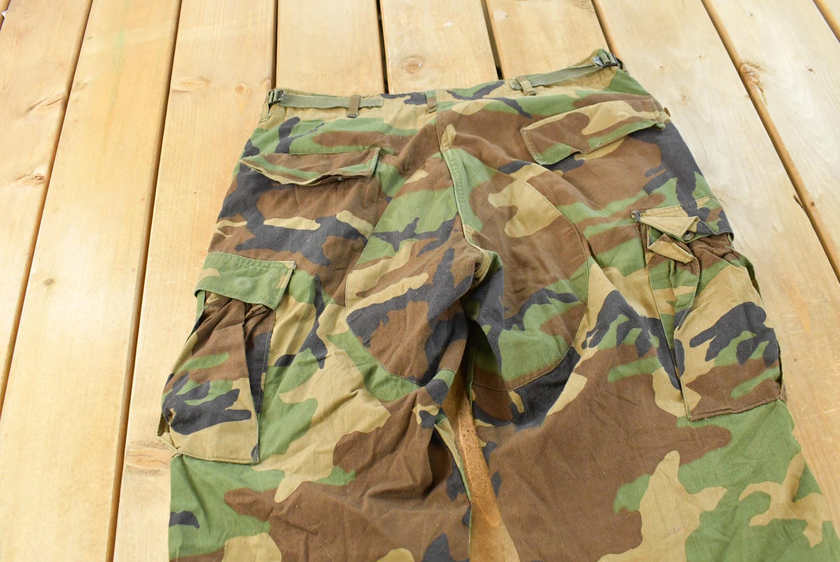 Vintage 1980s Army Woodland Camouflage Cargo Pants Men's L
