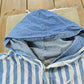 Vintage 1990s Fluid Blues Striped Flannel Hooded Button Up Shirt Mens XL