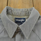 Vintage 1990s Wrangler Gray Canvas Button Up Snaps Western Shirt Men's L
