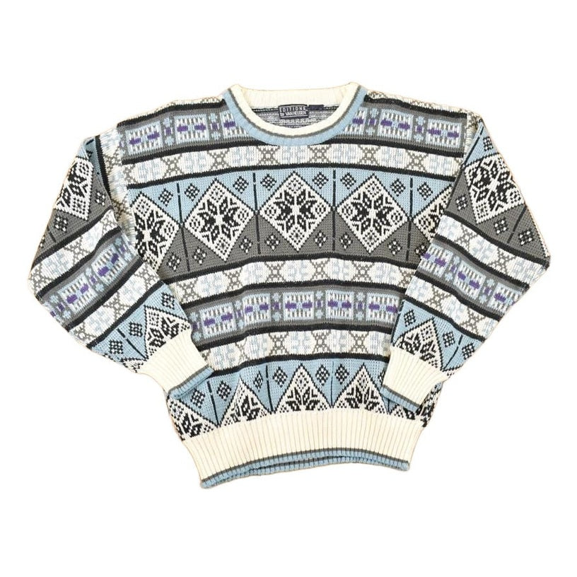 Vintage 1990s Van Heusen AOP Winter Knit Crewneck Sweater Men's M