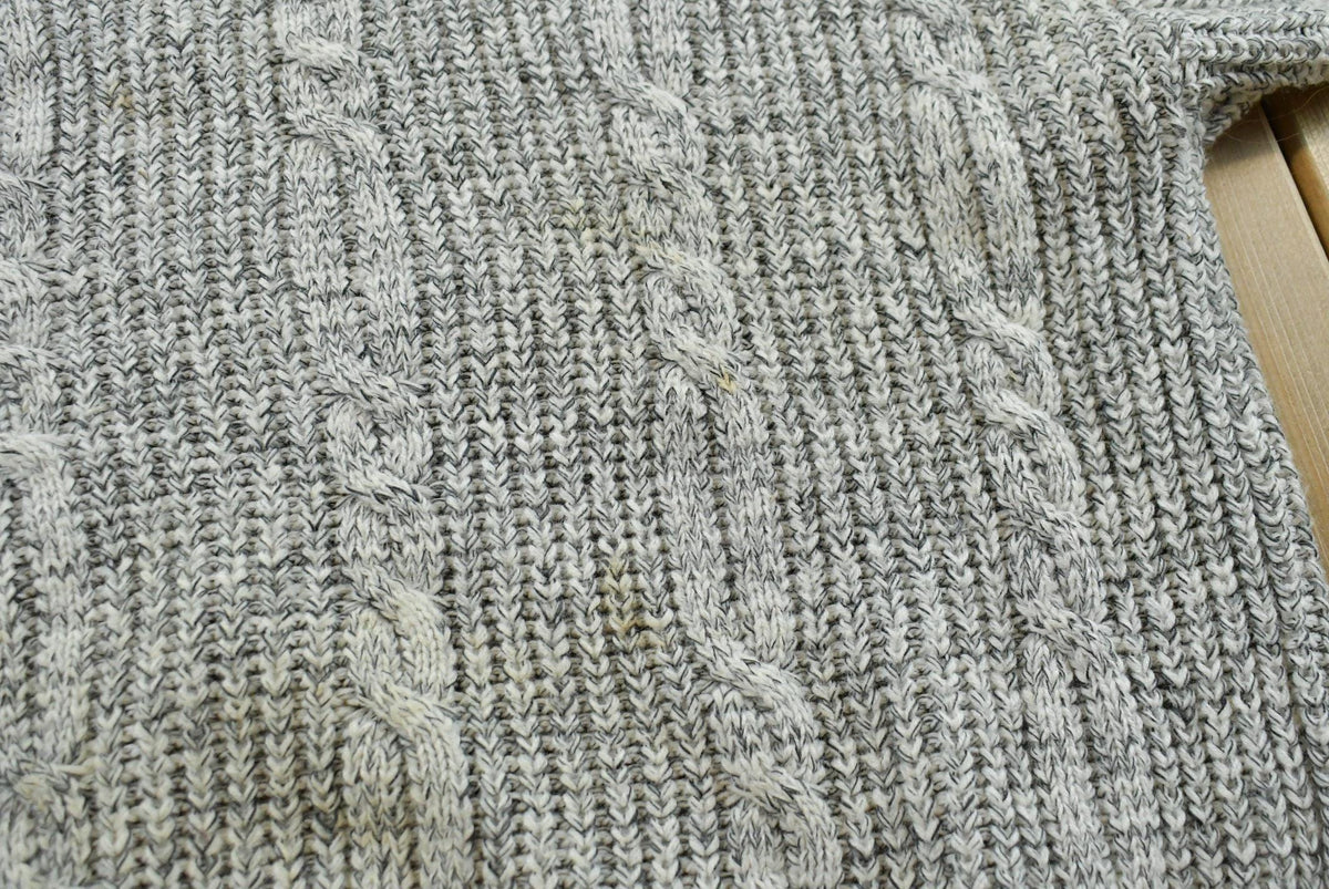 Vintage 1980s Gray 3D Cable Knit Crewneck Sweater Men's M