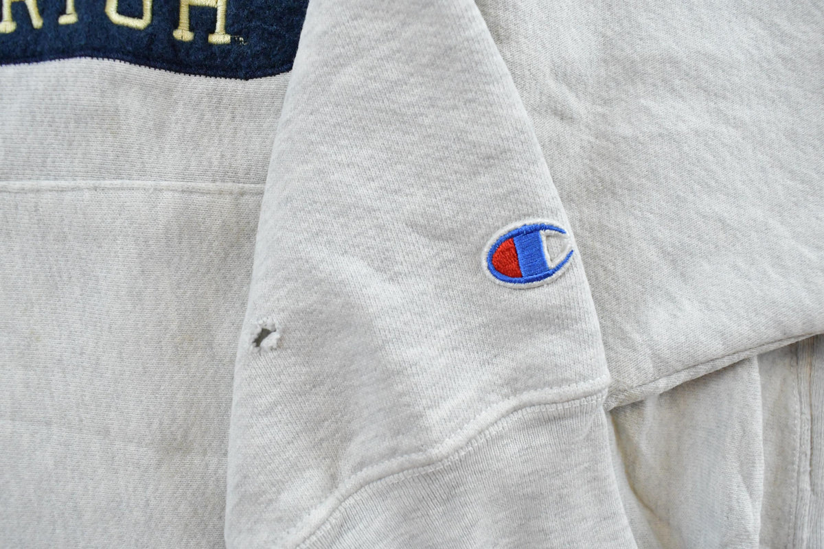 Vintage 1990s Thrashed Notre Dame Fighting Irish Champion Collegiate Hoodie / Embroidered / NCAA Sweatshirt / Sportswear / Americana
