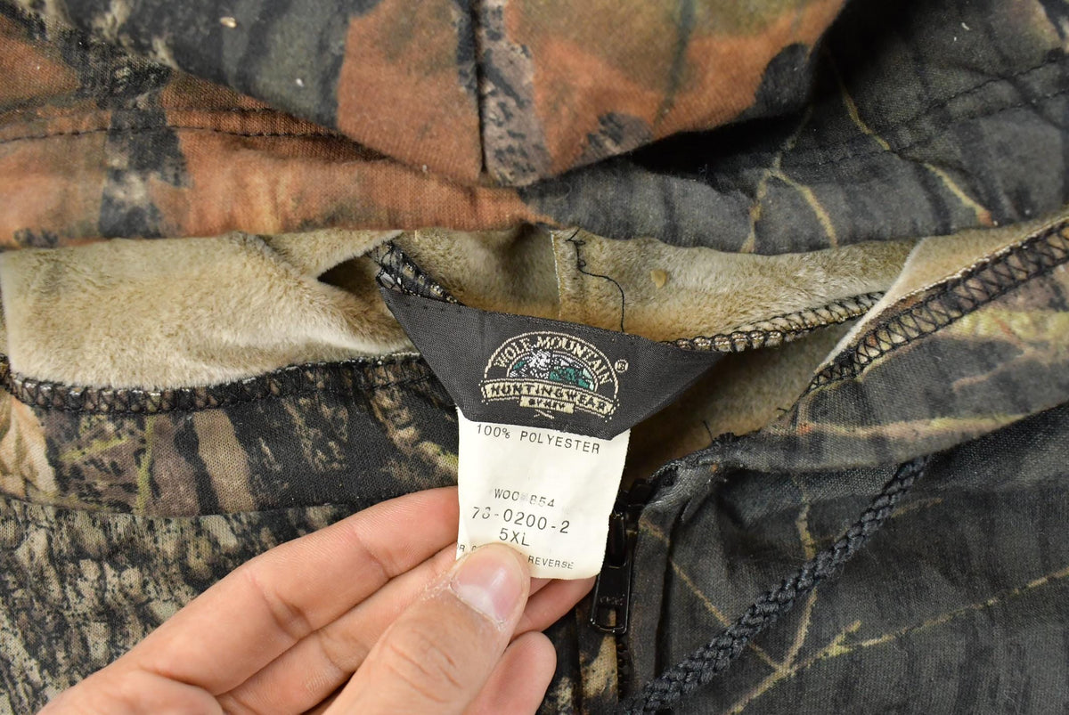 Vintage 1990s Wolf Mountain Tree Camo Full Zip Hoodie Men's 5XL