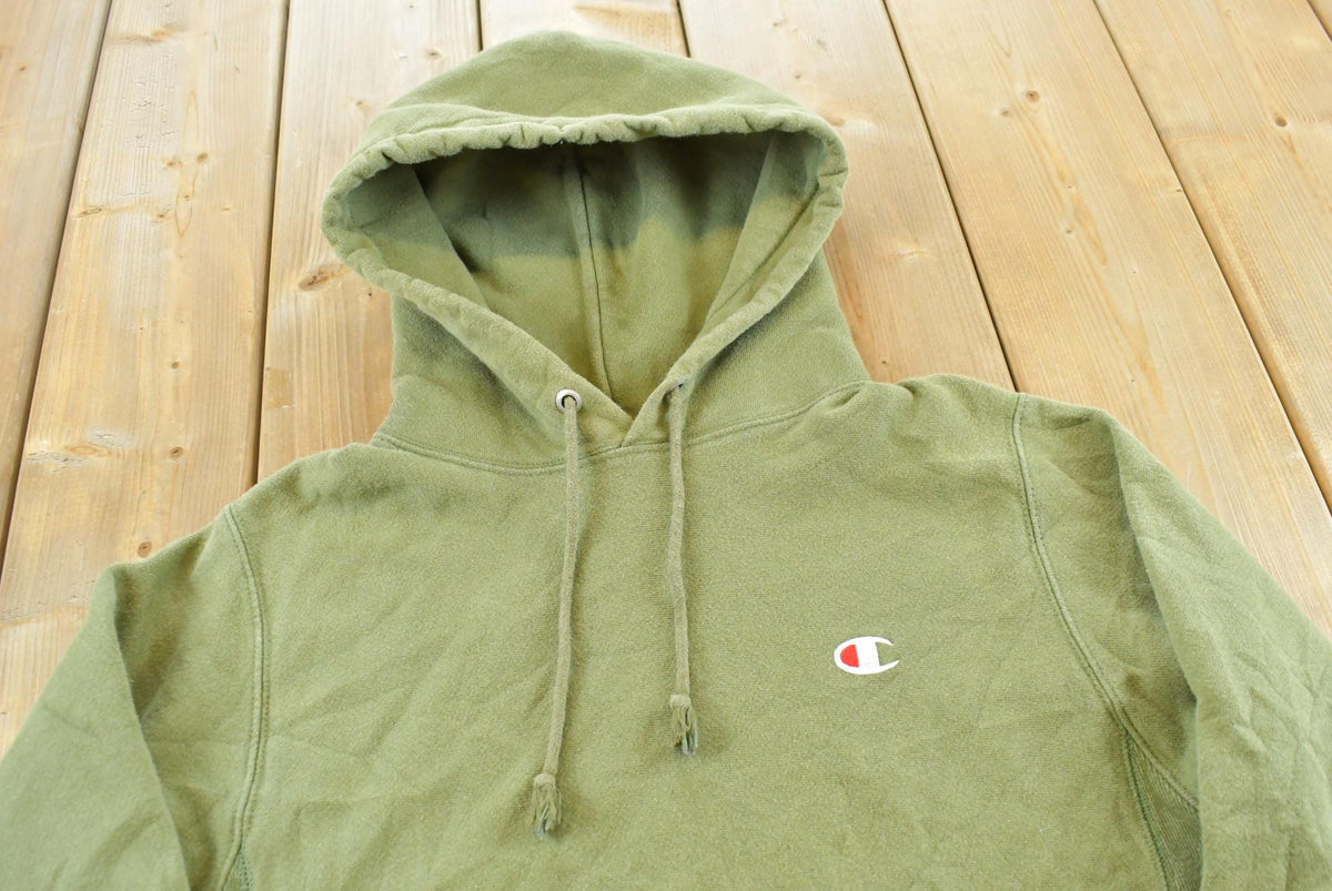 Vintage 2000s Champion Reverse Weave Green Blank Hoodie Sweatshirt Men's S