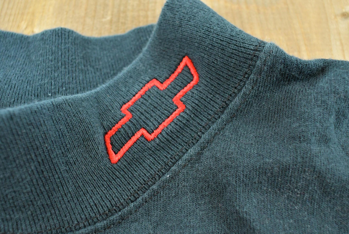 Vintage 1990s Chevrolet Logo Embroidered Promotional Mock Neck Long Sleeve T-Shirt Men's L