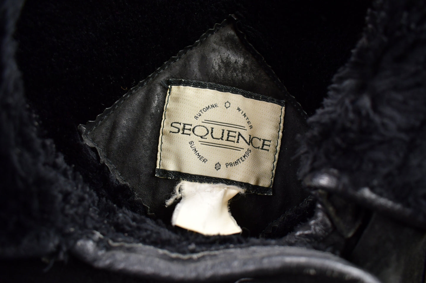 Vintage 1980s Sequence Authentic Black Shearling Fur Jacket