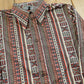 Vintage 1970s Joyce Striped Geometric Abstract Button Up Shirt Womens M