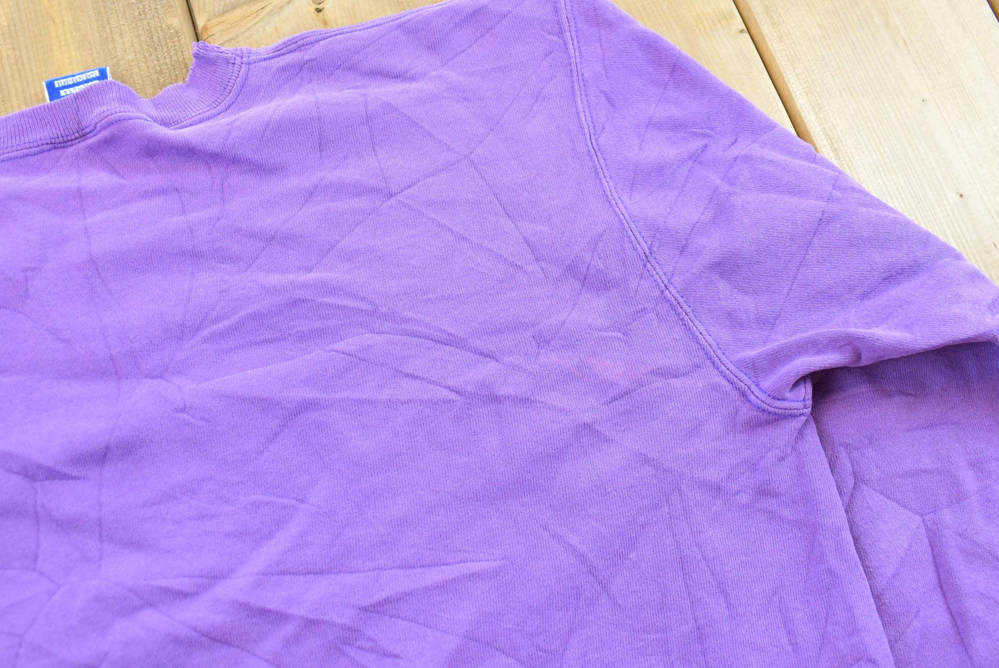 Vintage 1990s Champion Script Logo Purple Crewneck Sweatshirt Men's Medium