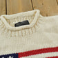 Vintage 1980s Hand Knit USA American Flag Wool Knit Sweater Men's L