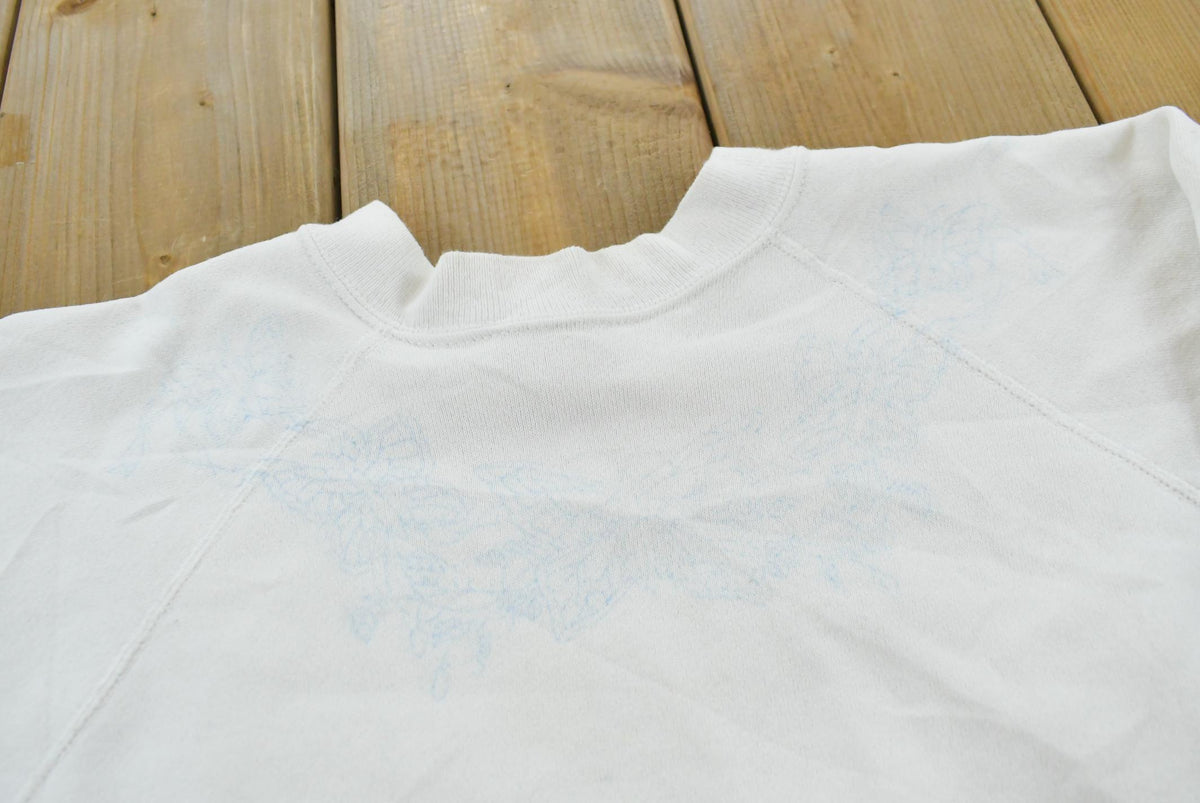 Vintage 1980s Flower Print Raglan Crewneck Sweatshirt Men's S