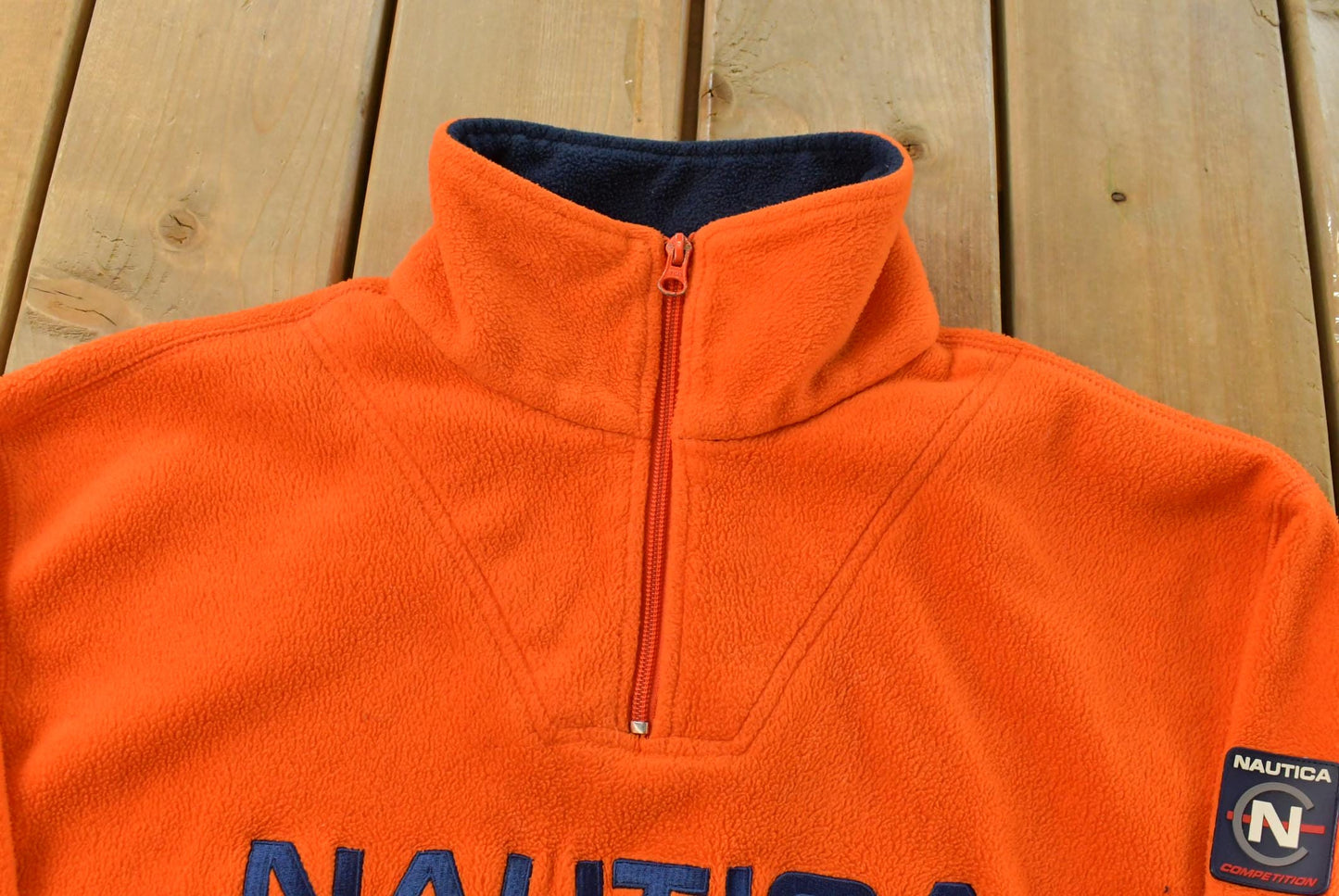 Vintage 1990s Nautica Competition Quarter Zip Fleece Sweater Men's L