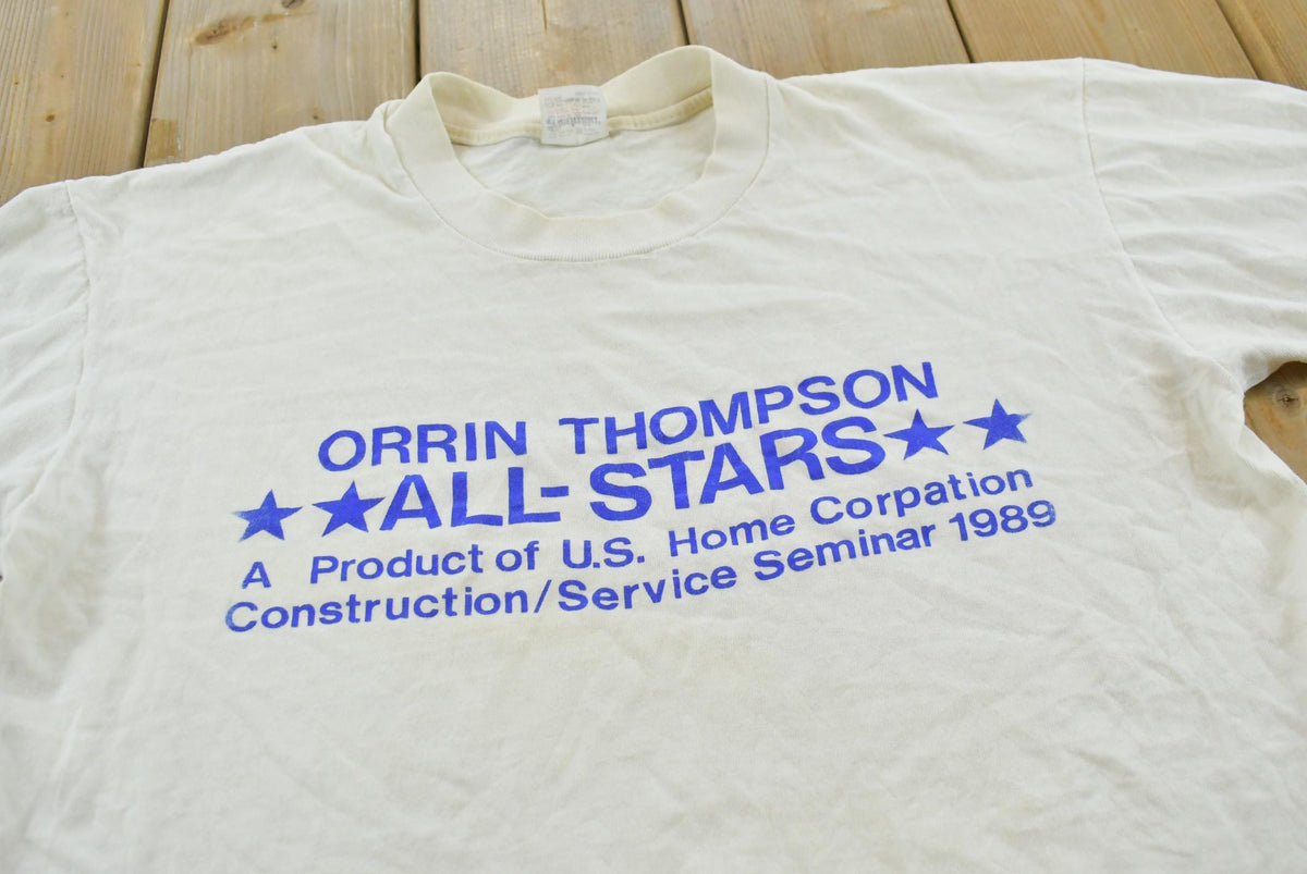 Vintage 1989 Orrin Thompson Homes All Stars Construction Promotional Souvenir T-Shirt Men's L