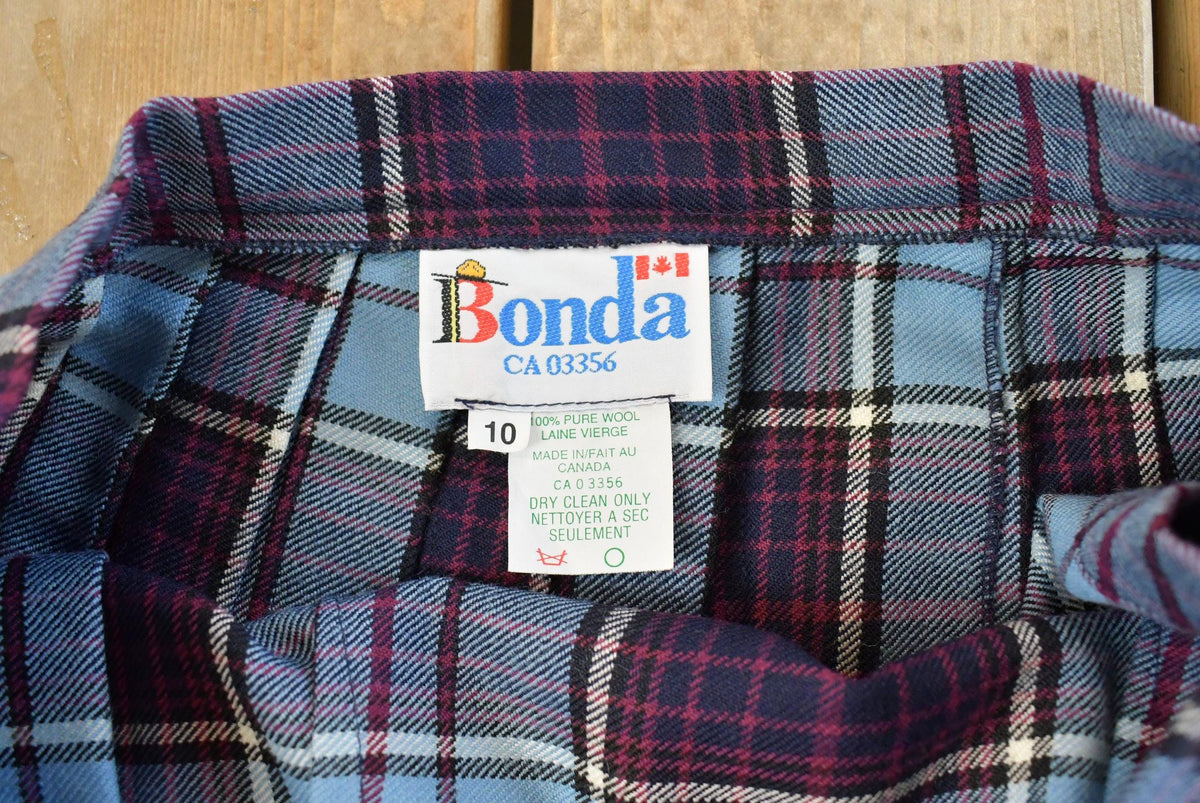 Vintage 1980s Bonda Wool Tartan Plaid Skirt Women's 28
