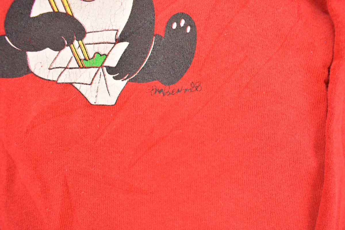 Vintage 1980s Three Pandas Raglan Graphic Crewneck Sweatshirt Men's L