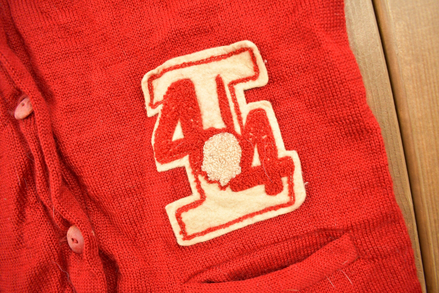 Vintage 1944 Embroidered Collegiate Knit Cardigan Sweater Men's S