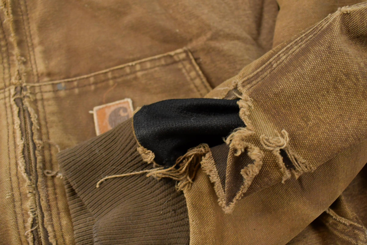 Vintage 1990s Distressed Carhartt Hooded Jacket Men's XL