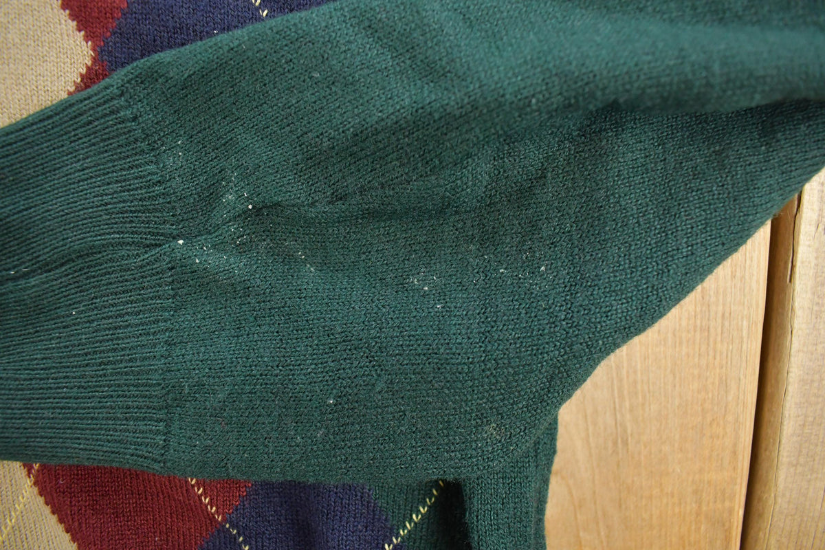 Vintage 1990s Argyle Knit V-Neck Pullover Sweater Men's L
