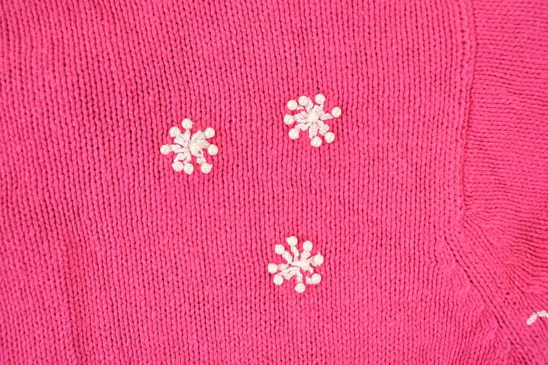 Vintage 1990s Tiara Girls Knit Cardigan Embroidered Skating Sweater Youth L