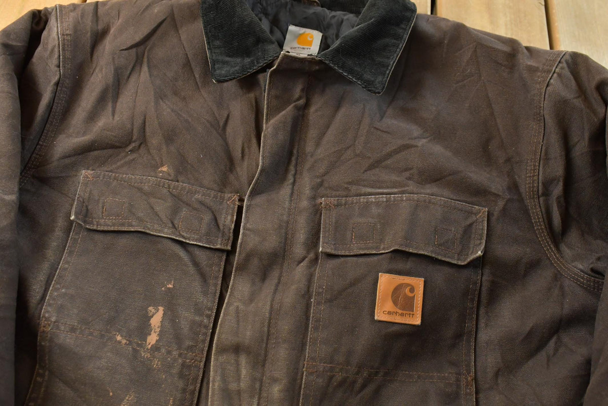 Vintage 1990s Carhartt Arctic Quilt Jacket – Distressed Tan Workwear Coat Men's XL