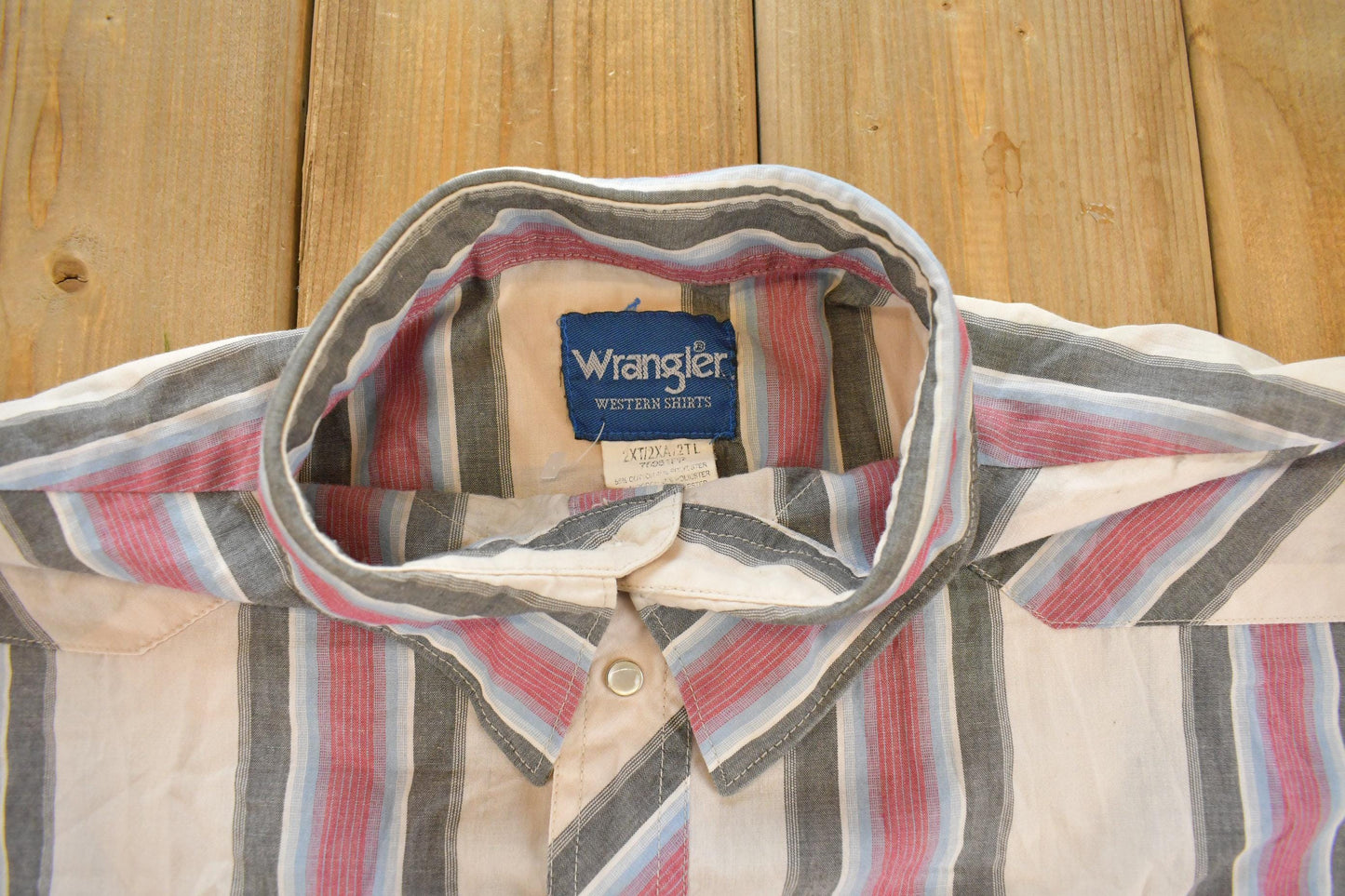 Vintage 1990s Wrangler Striped Western Pearl Snap Button Up Shirt Men's 2XL