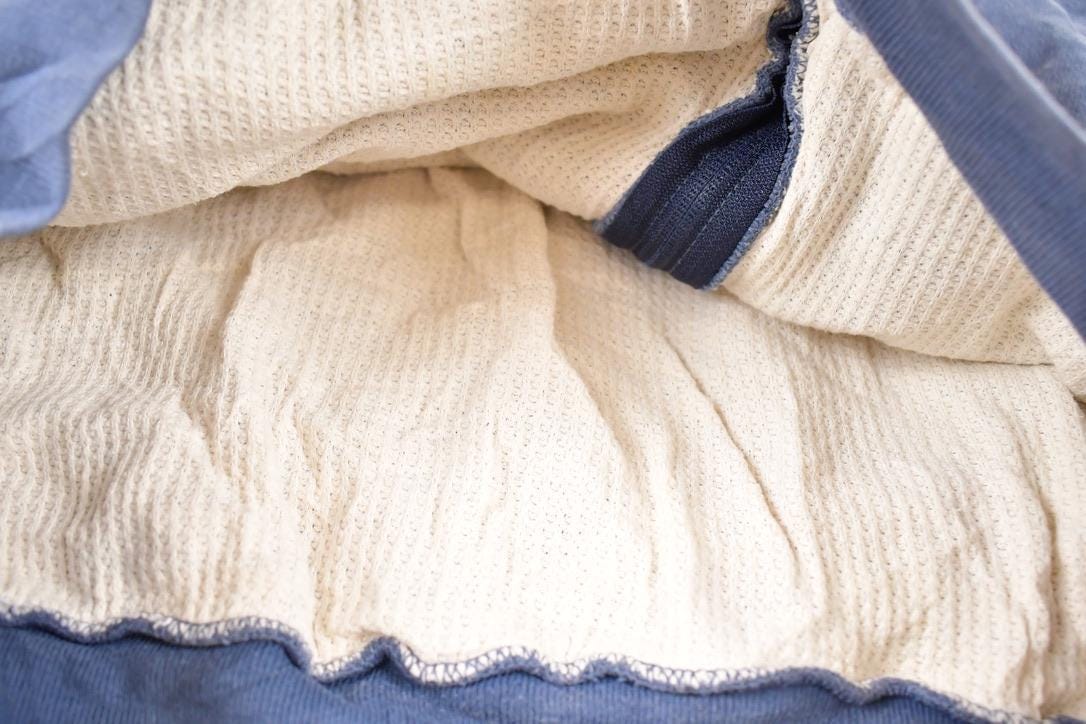 Vintage 1990s Thermal Lined Zip Up Blank Navy Hoodie Sweatshirt Men's L