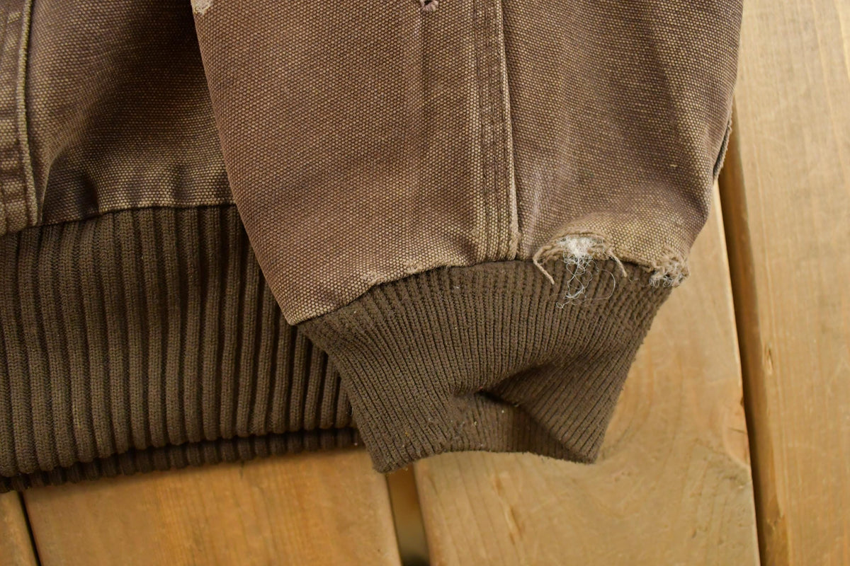 Vintage 2000s Carhartt Distressed Brown Canvas Hooded Jacket Men's 2XL