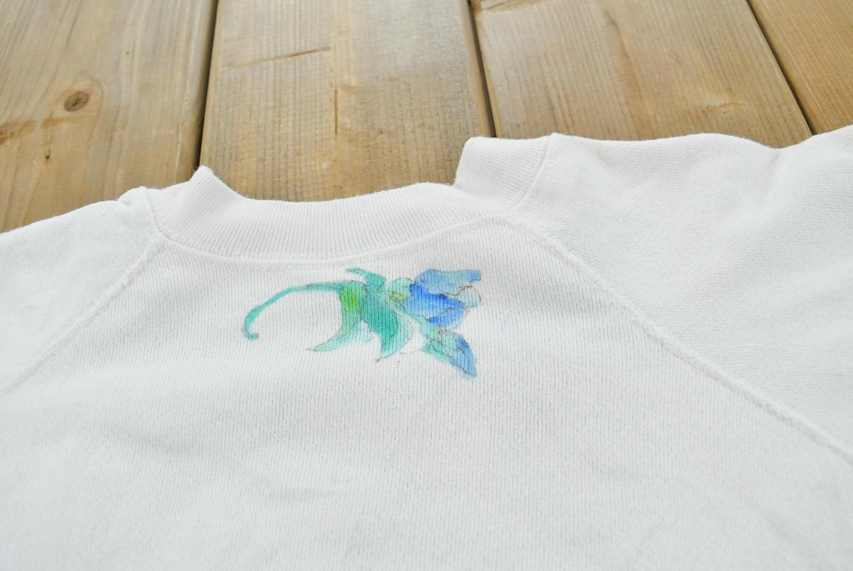 Vintage 1980s Floral Graphic Raglan Crewneck Sweatshirt Men's L
