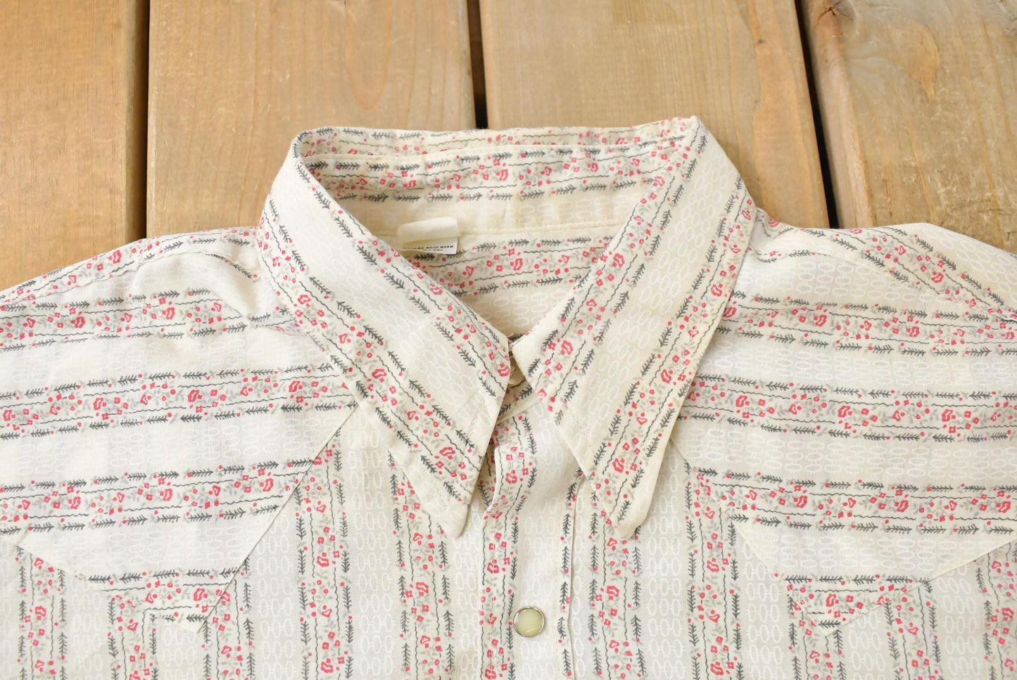 Vintage 1980s Western Shirt Pearl Snap Short Sleeve Button Up Shirt Mens XL