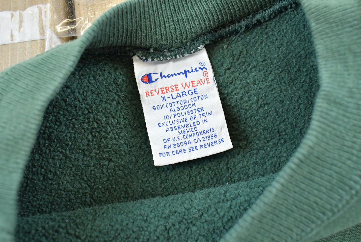 Vintage 1990s Champion Reverse Weave Blank Green Crewneck Sweatshirt Men's L / 90s Streetwear / Athleisure Sportswear