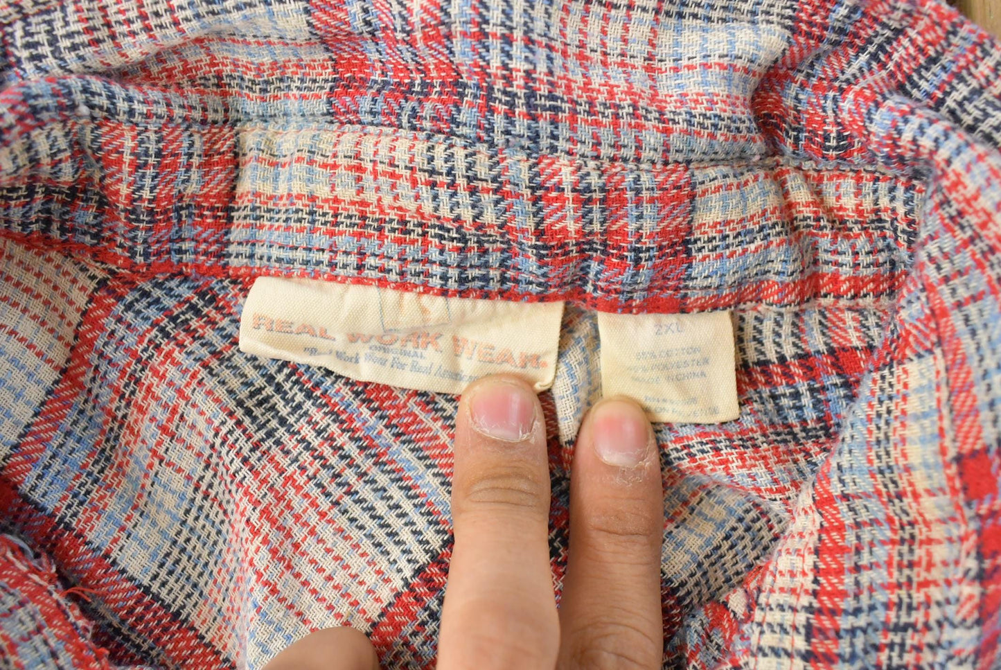 Vintage 1990s Real Workwear Western Plaid Flannel Pearl Snap Shirt Men's XL
