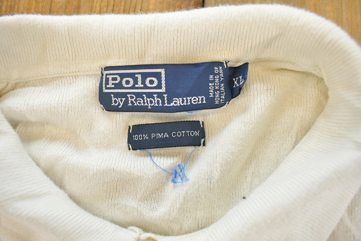 Vintage 1990s Polo By Ralph Lauren Embroidered Long Sleeve Polo Shirt Men's XL